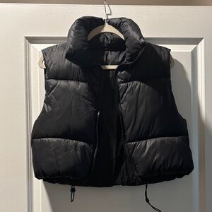Cropped Black Puffer Vest